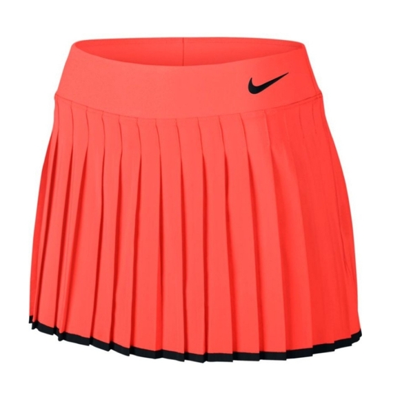 Nike, Victory Court Pleated Hyper Orange Skirt Skort Tennis Preppy Size Large - Picture 1 of 12